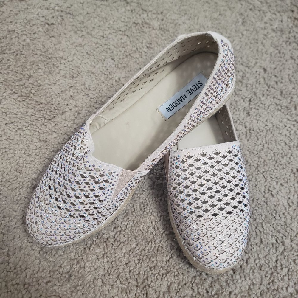 Steve Madden Slip on Perforated with Glitter Nude Shoes